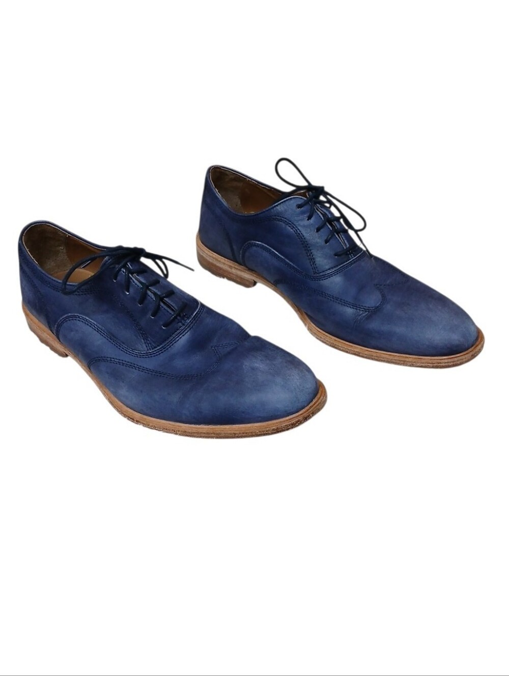 Johnston & Murphy Blue Leather Derby Shoes - Classic Laced Dress Shoes Size 11.5